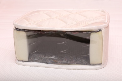 Image of Sample of modern orthopedic mattress on textile