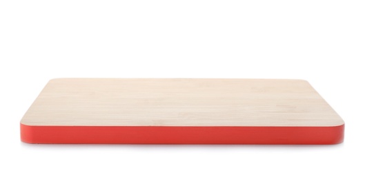 Wooden board on white background. Kitchen accessory