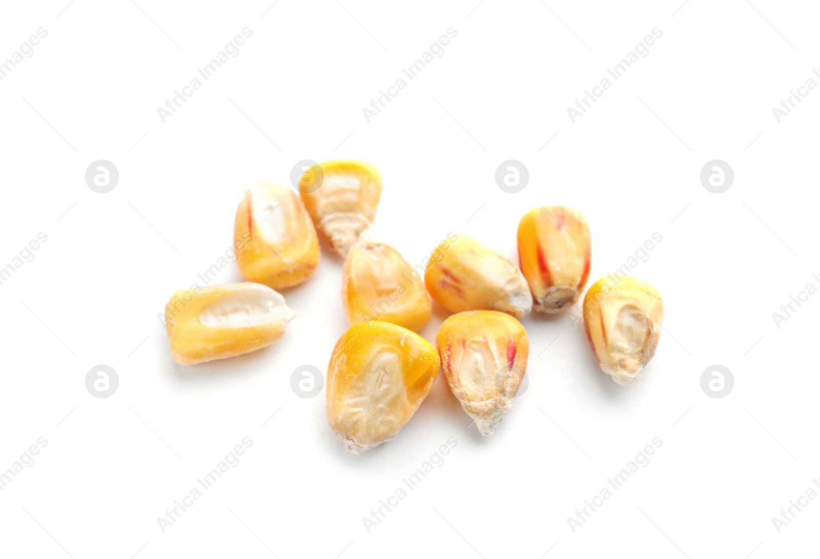 Photo of Dried sweet corn kernels on white background