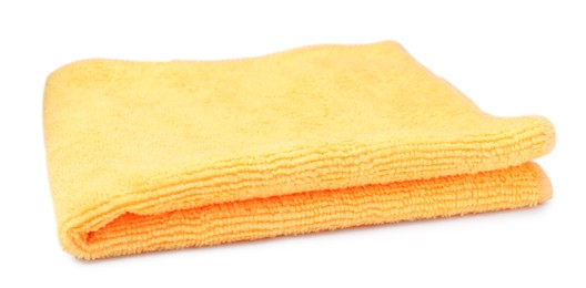 Clean orange microfiber cloth isolated on white