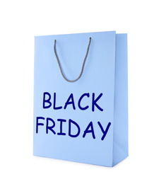 Image of Blue shopping bag with text BLACK FRIDAY isolated on white