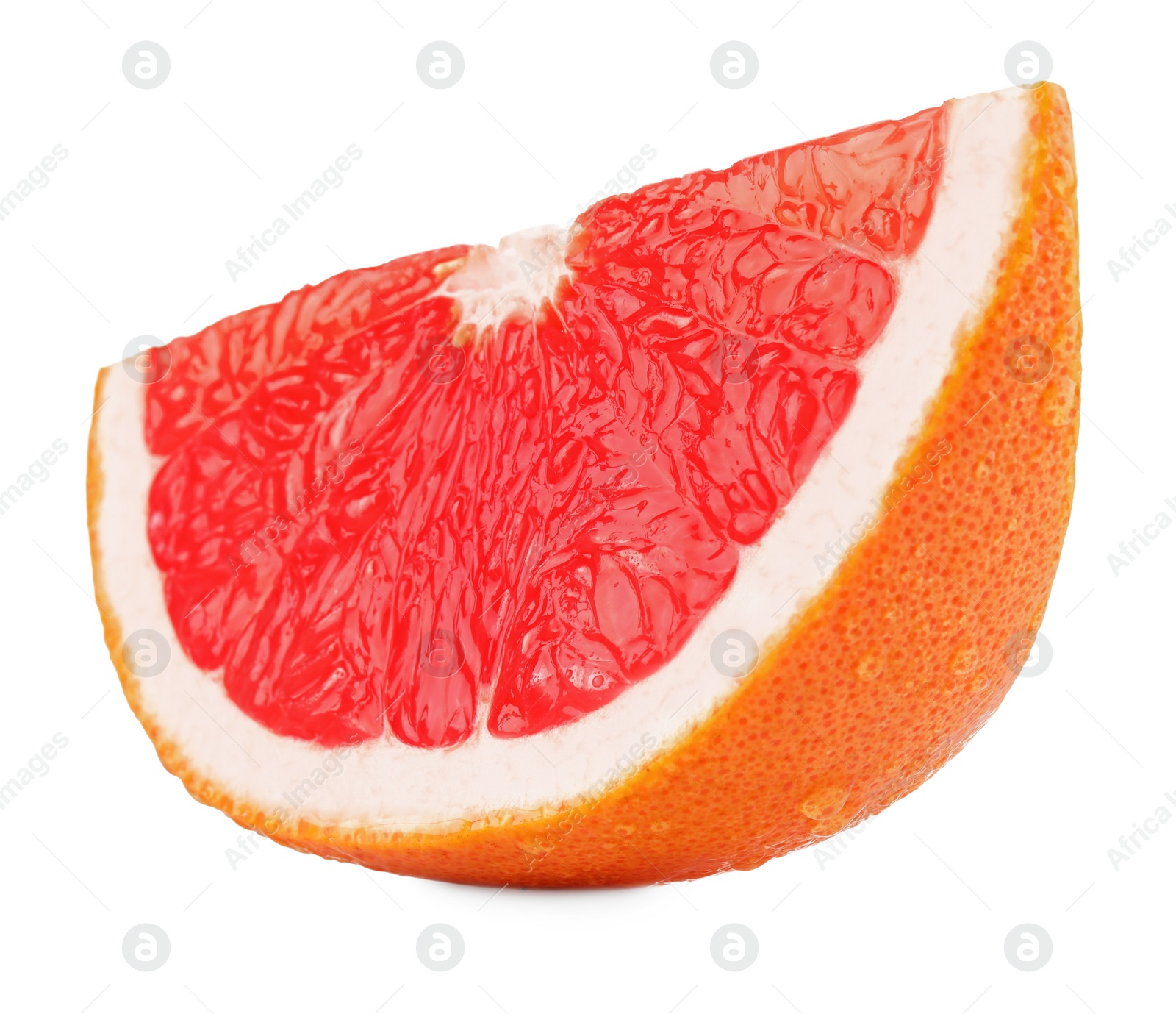 Photo of Cut ripe grapefruit isolated on white. Citrus fruit