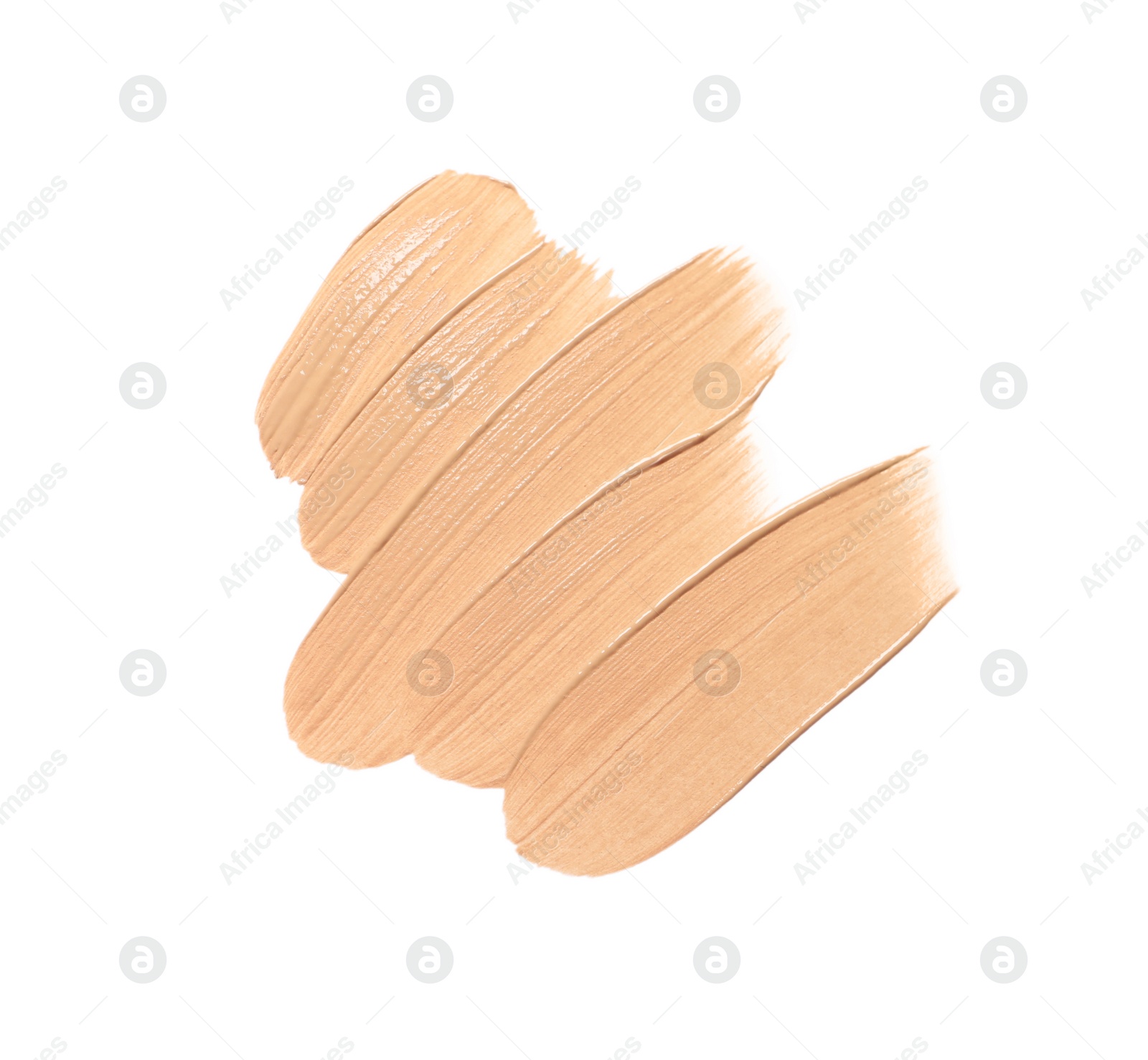 Photo of Smears of skin foundation isolated on white, top view