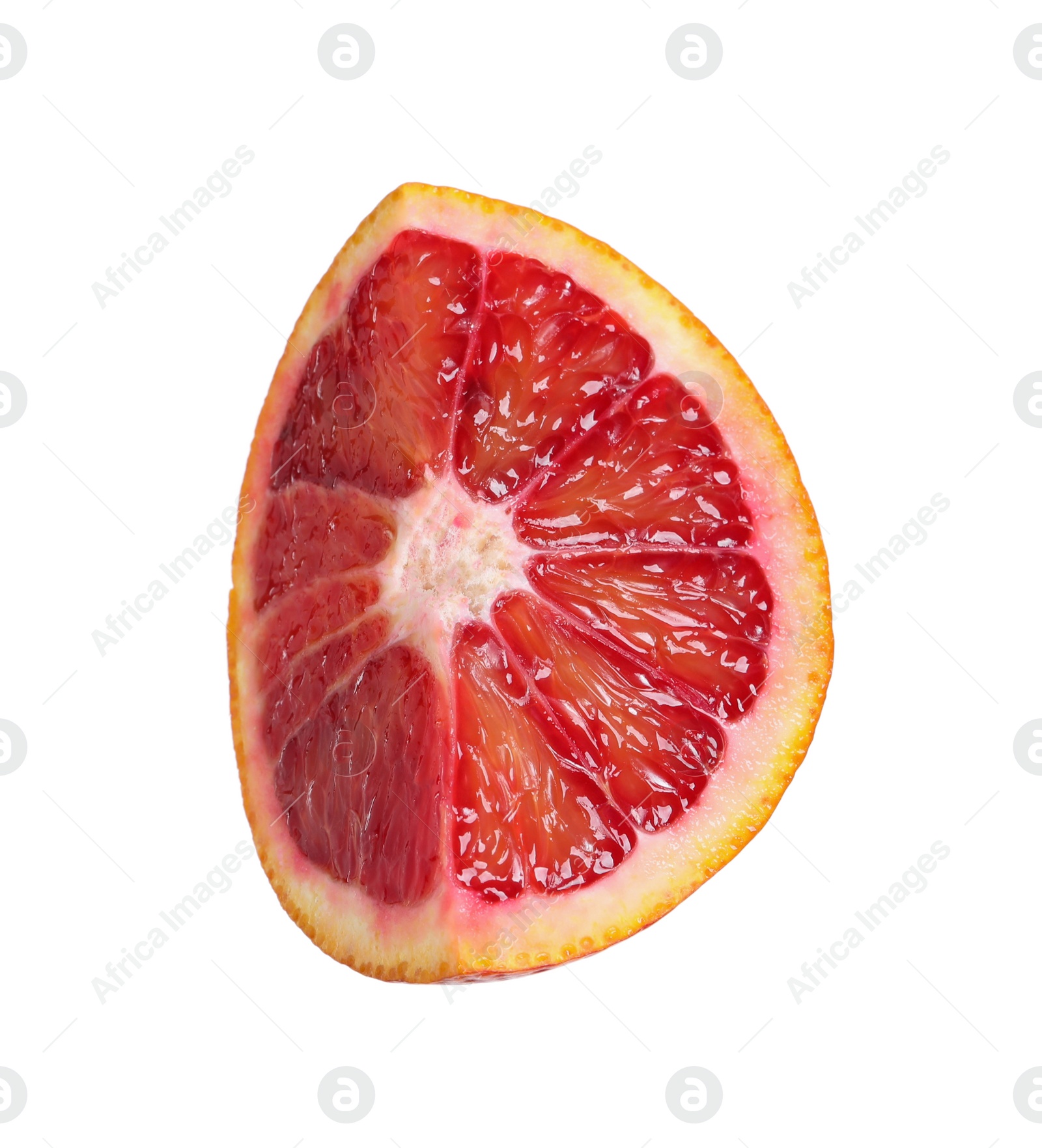 Photo of Cut ripe red orange isolated on white