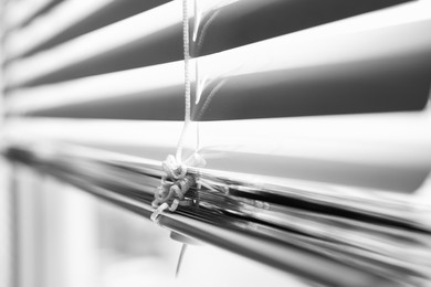 Closeup view of stylish horizontal window blinds