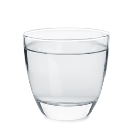 Glass with fresh water on white background