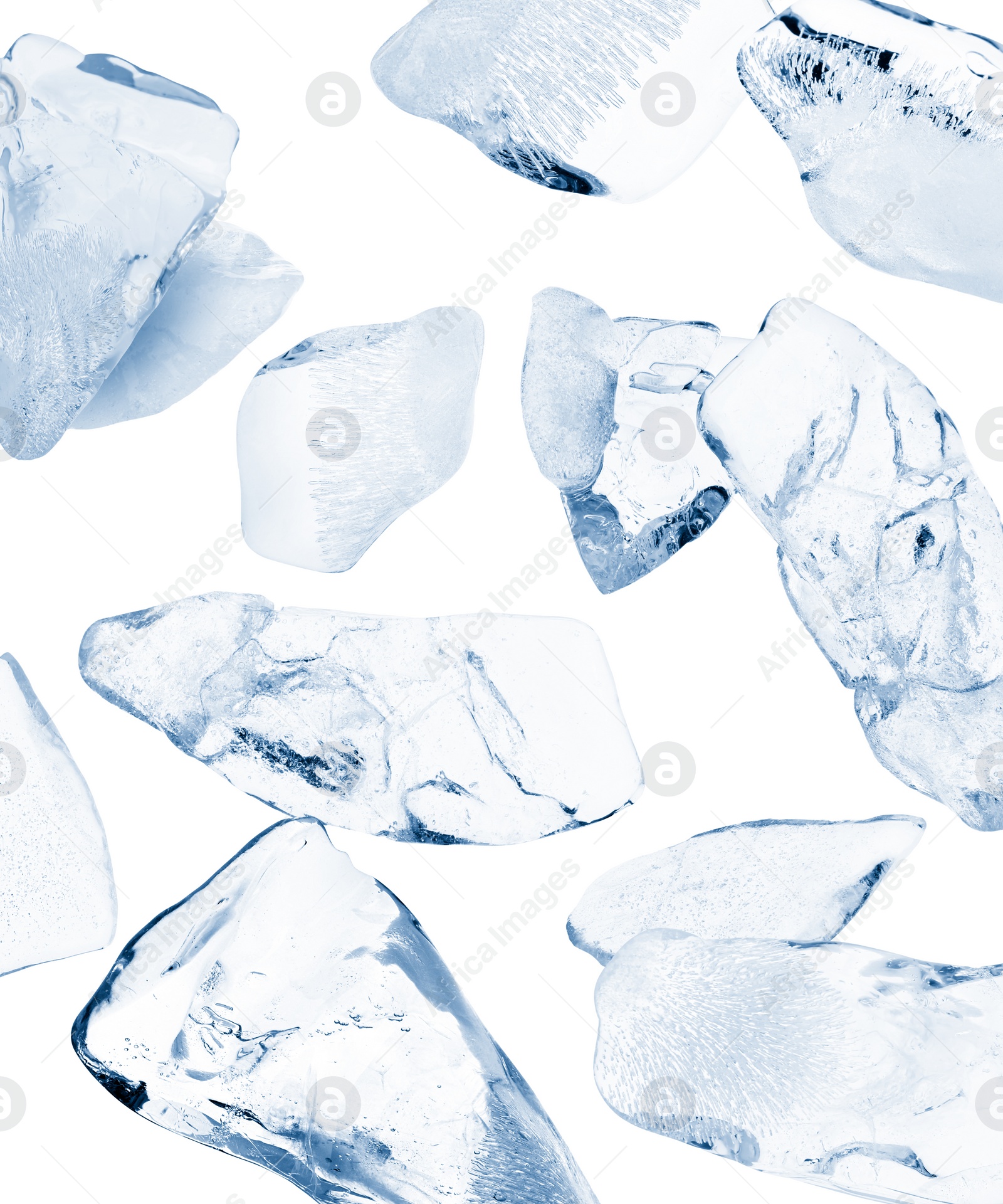 Image of Crushed ice in air on white background