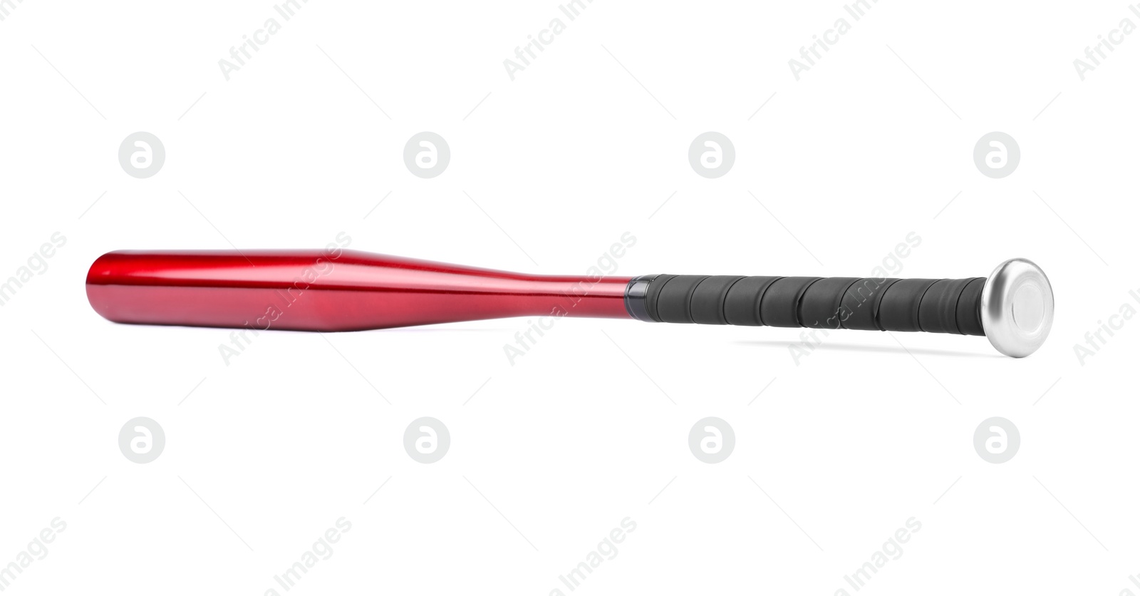 Photo of Red baseball bat isolated on white. Sports equipment