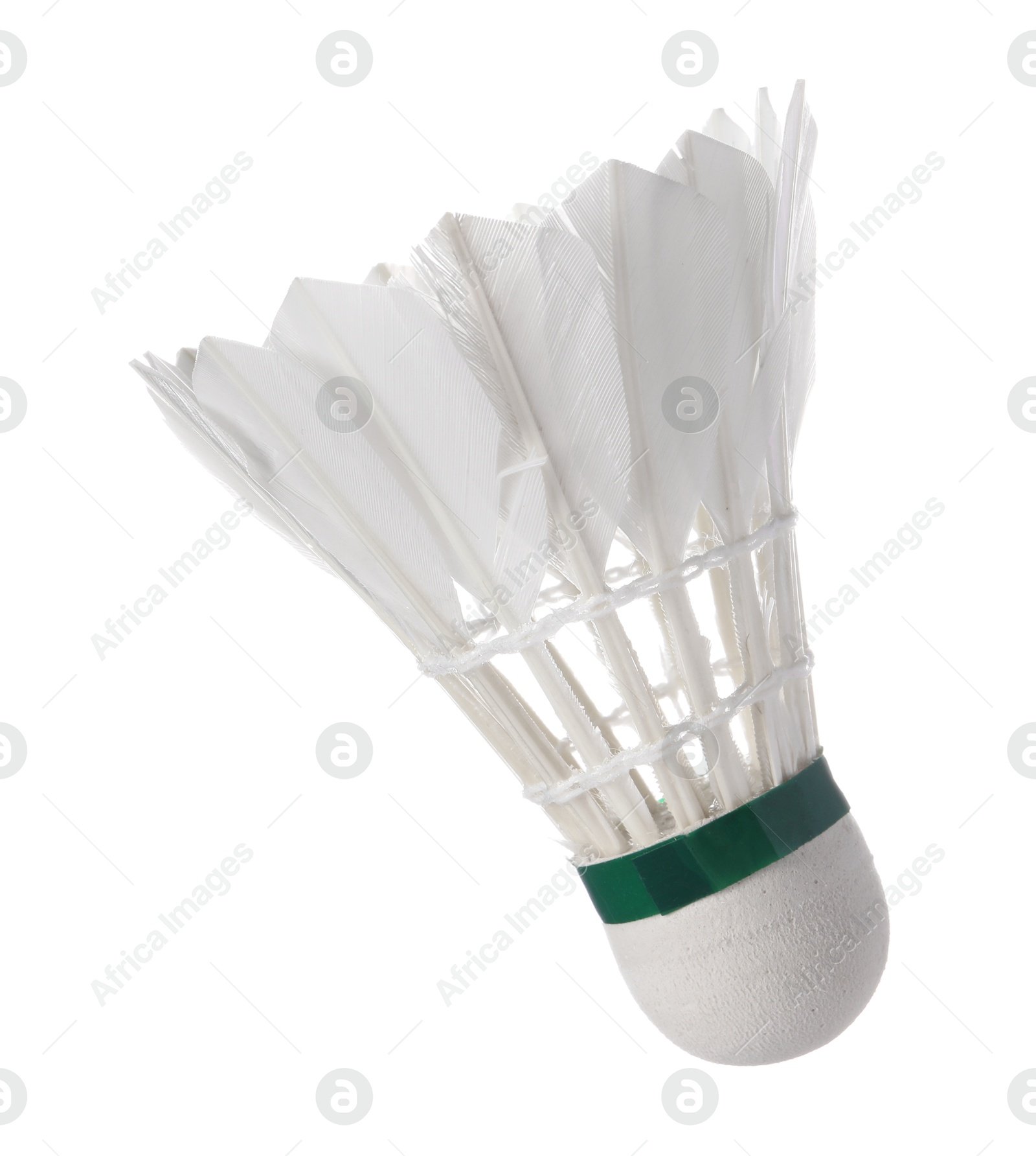 Photo of One feather badminton shuttlecock isolated on white