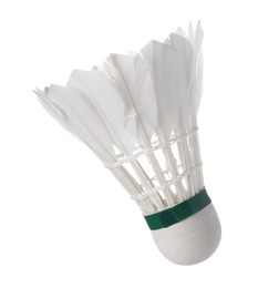 Photo of One feather badminton shuttlecock isolated on white