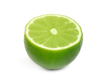 Photo of Half of fresh green lime isolated on white