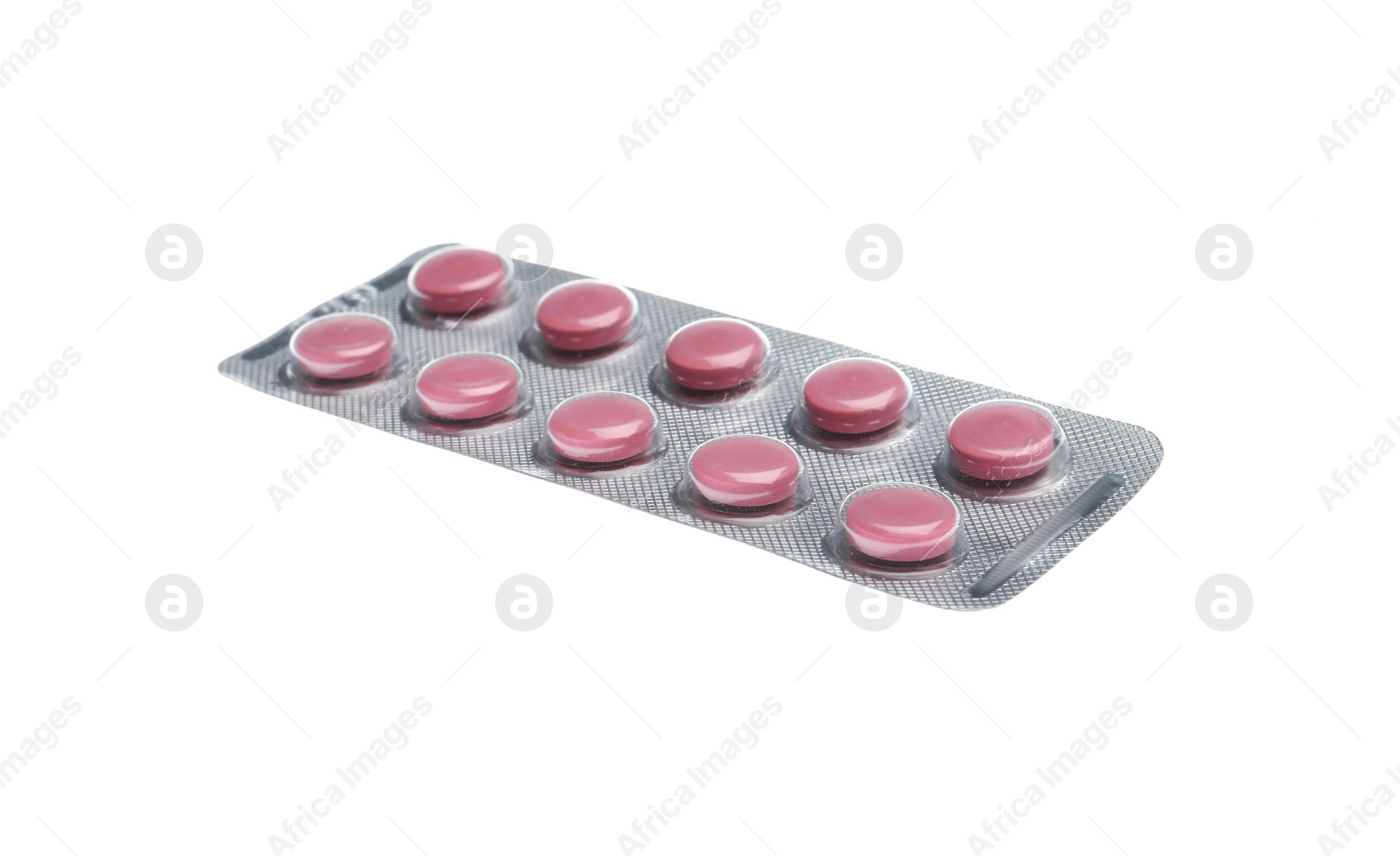 Photo of Pills in blister pack on white background