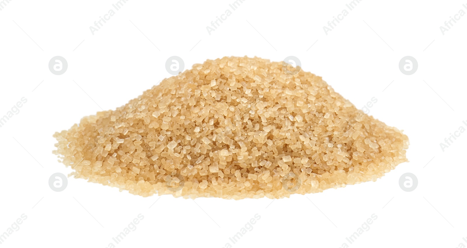 Photo of Pile of brown sugar isolated on white