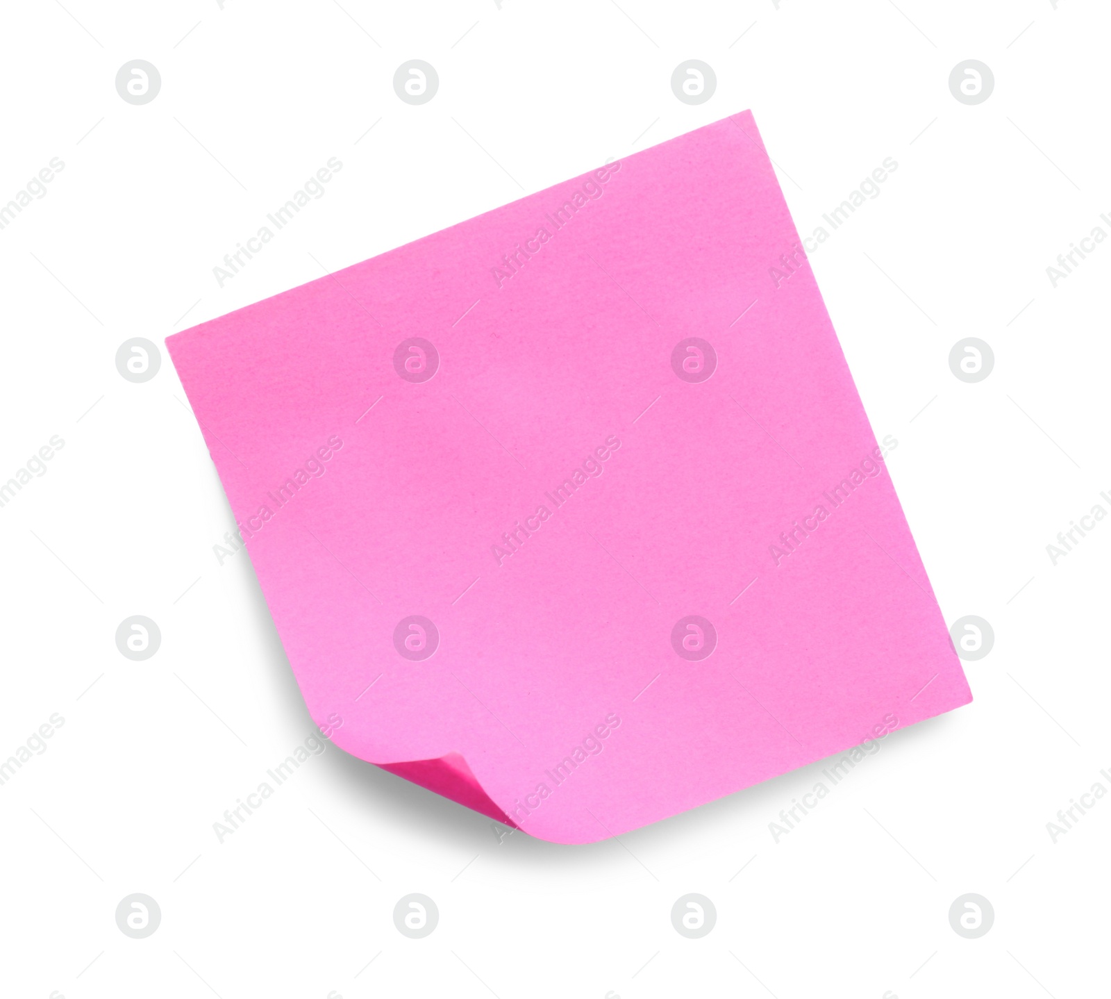 Photo of Blank pink sticky note on white background, top view