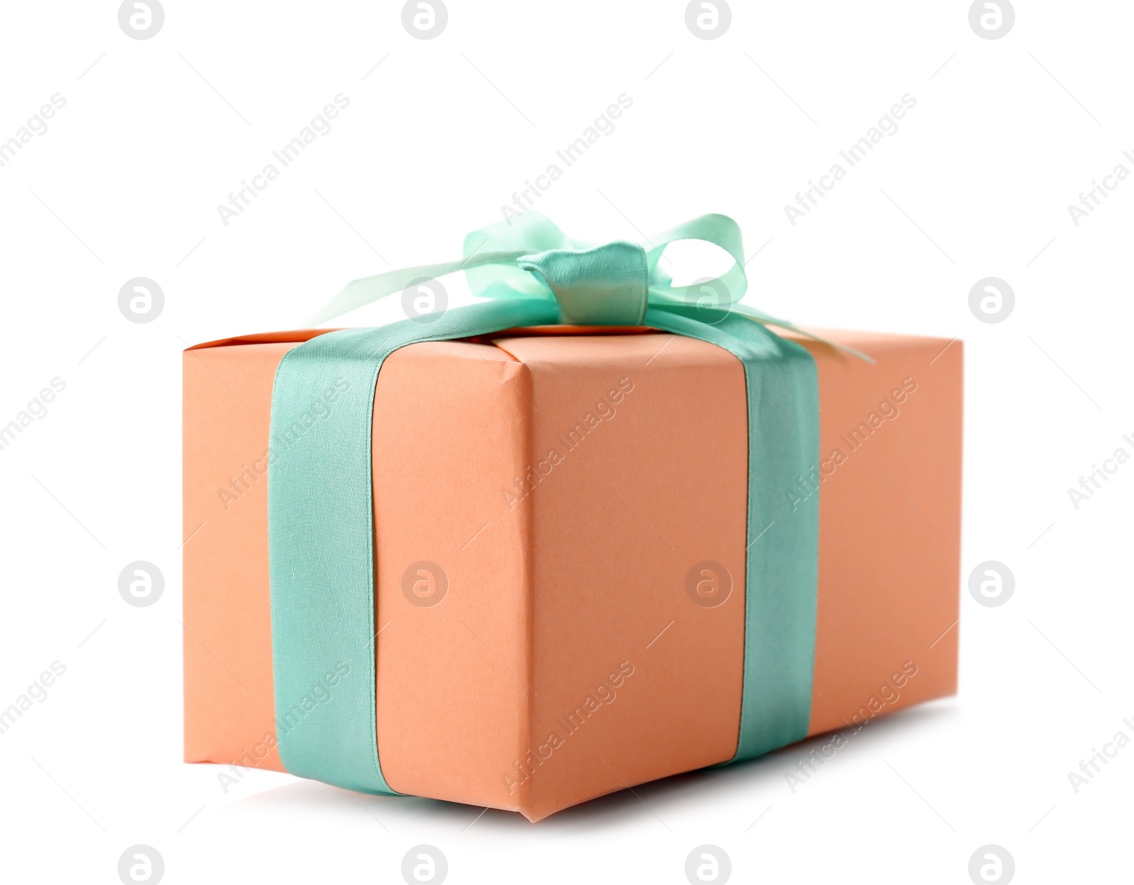 Photo of Beautiful gift box with ribbon on white background