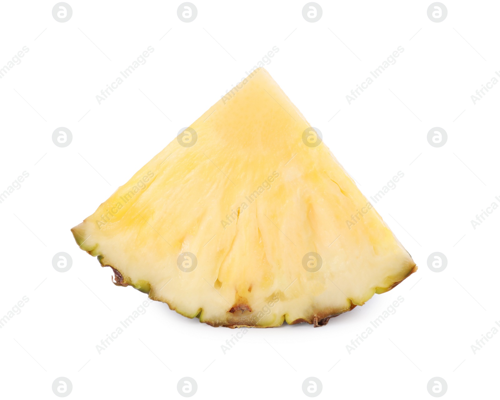 Photo of Slice of tasty ripe pineapple isolated on white