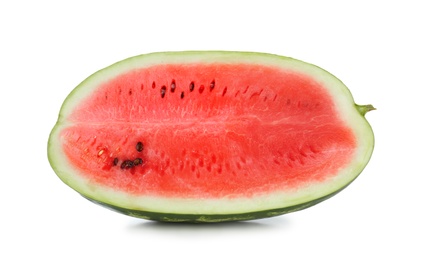 Photo of Half of delicious watermelon isolated on white