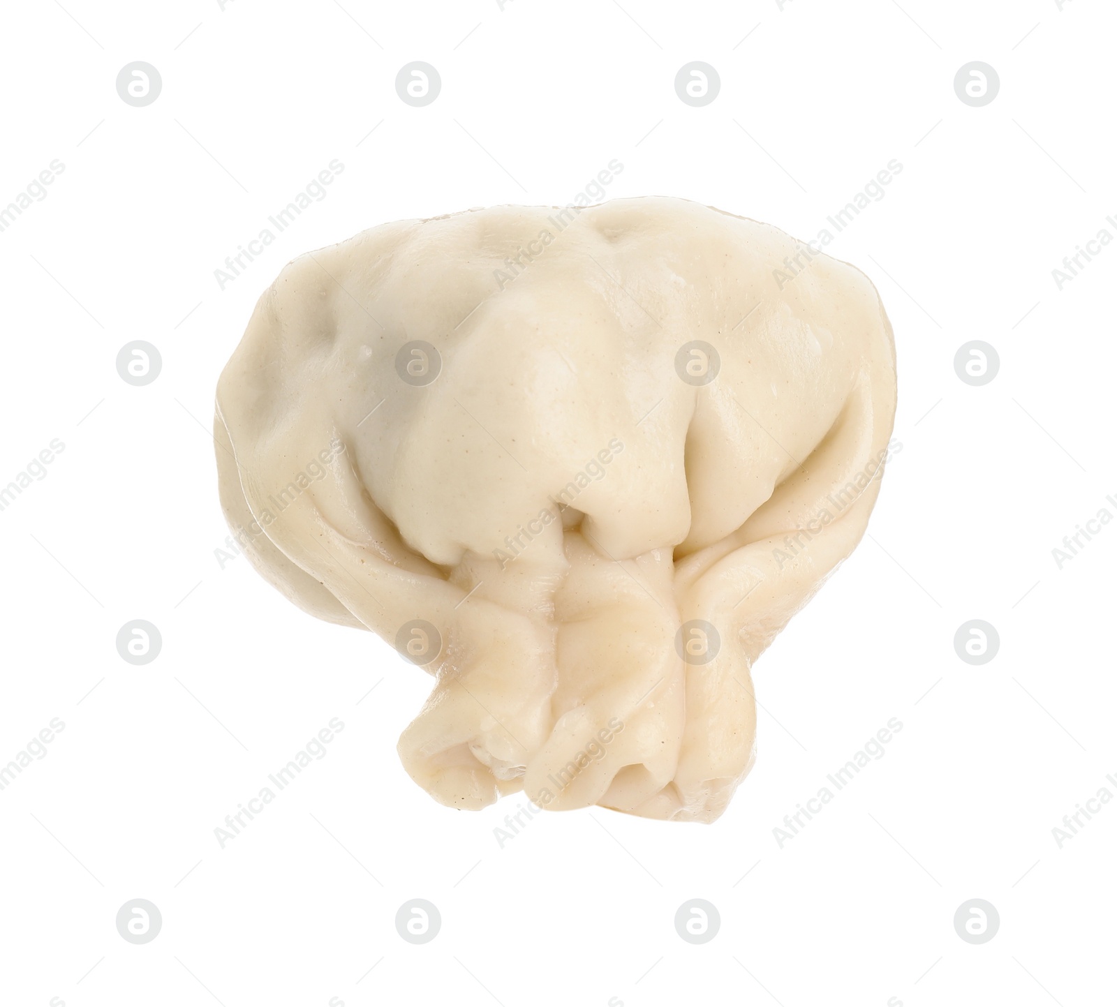 Photo of One tasty khinkali (dumpling) isolated on white. Georgian cuisine