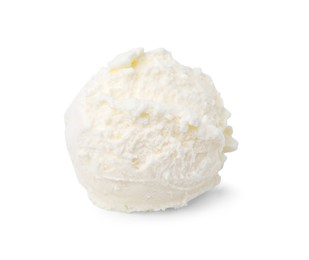 Photo of Scoop of delicious vanilla ice cream isolated on white
