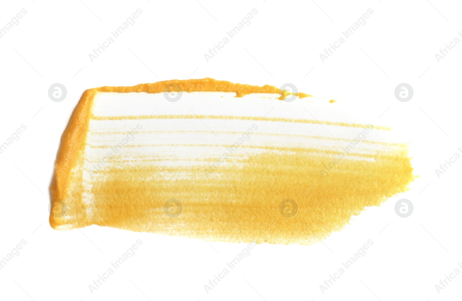 Photo of Tasty mustard isolated on white, top view. Spicy sauce