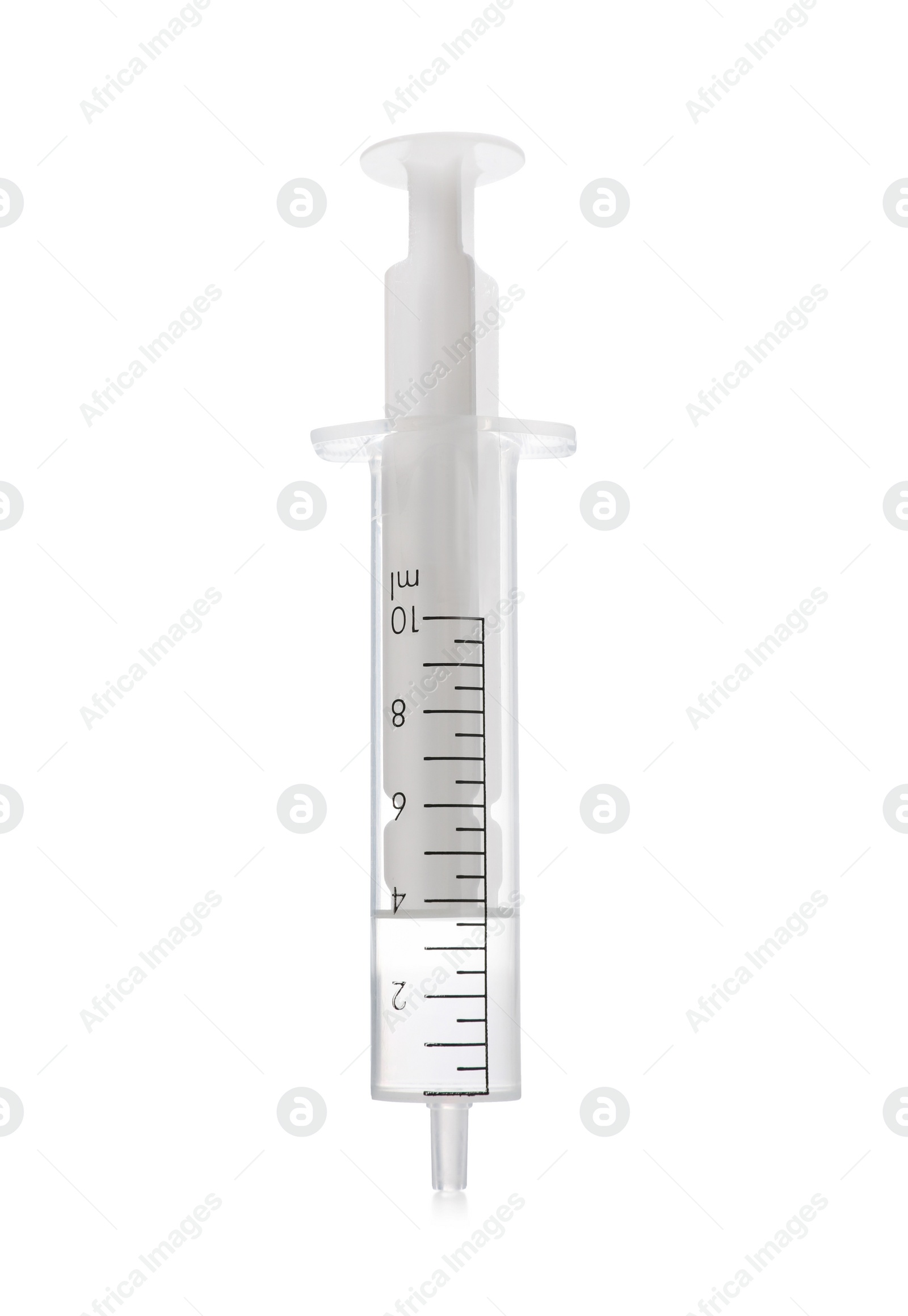 Photo of Disposable syringe isolated on white. Medical equipment