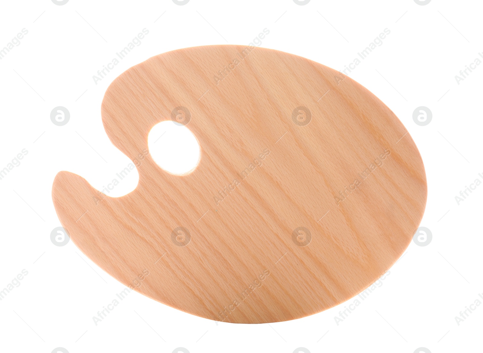 Photo of New wooden paint palette isolated on white. Art accessory