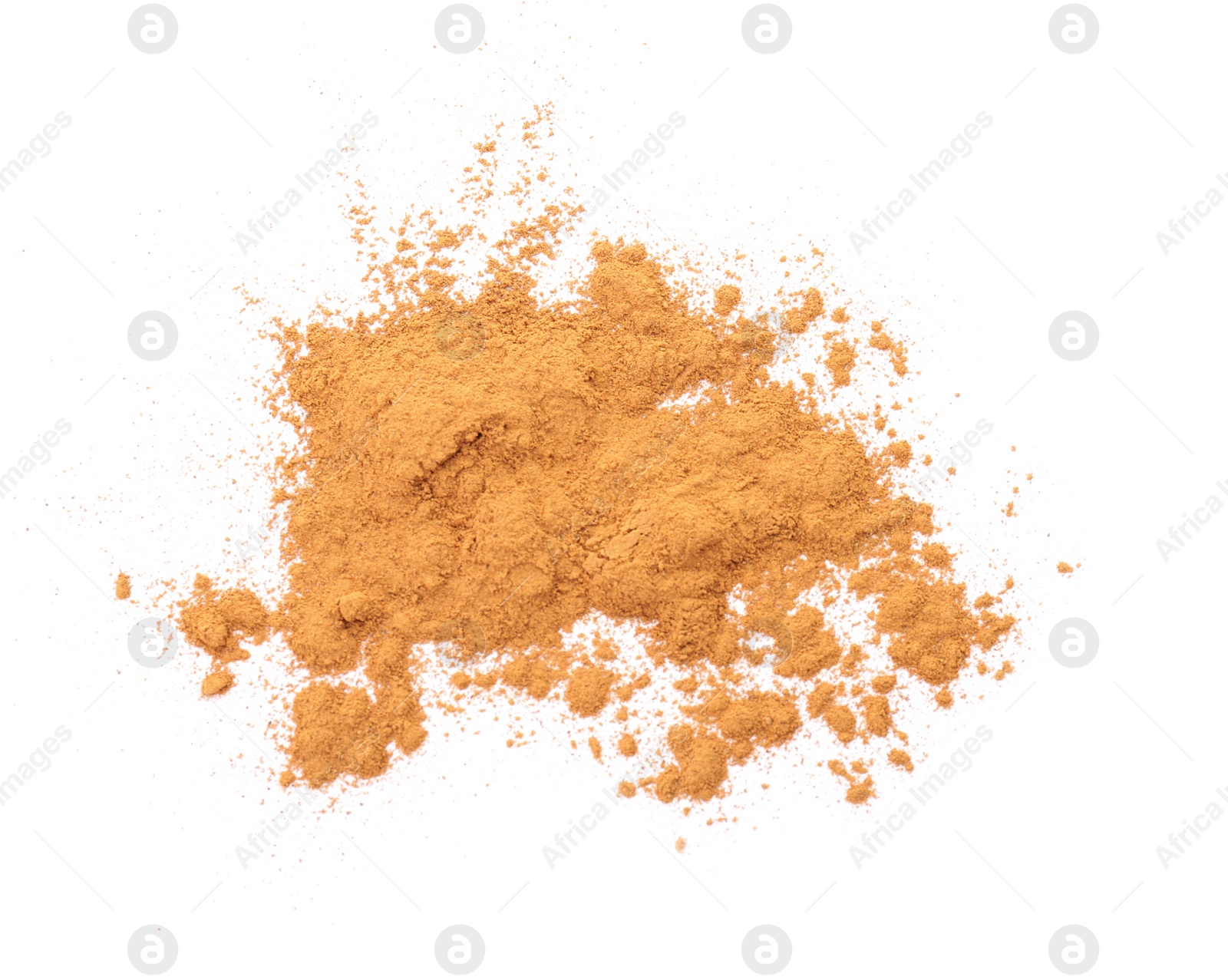 Photo of Aromatic cinnamon powder on white background