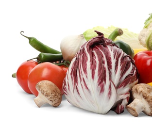 Different fresh ripe vegetables isolated on white