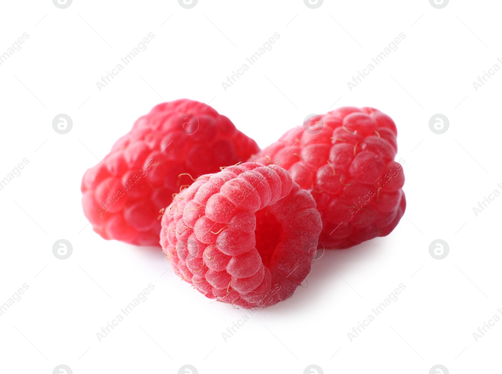 Photo of Delicious fresh ripe raspberries isolated on white