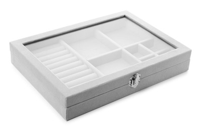Photo of Closed elegant jewelry box isolated on white