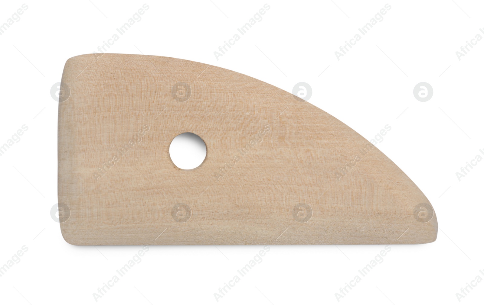 Photo of Wooden rib for clay modeling isolated on white, top view
