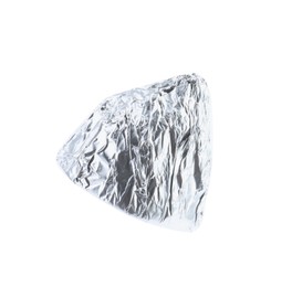 Tasty candy in silver wrapper isolated on white