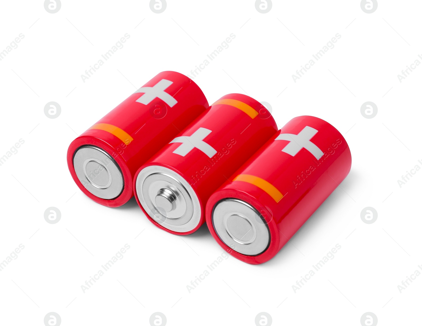 Photo of New C size batteries isolated on white