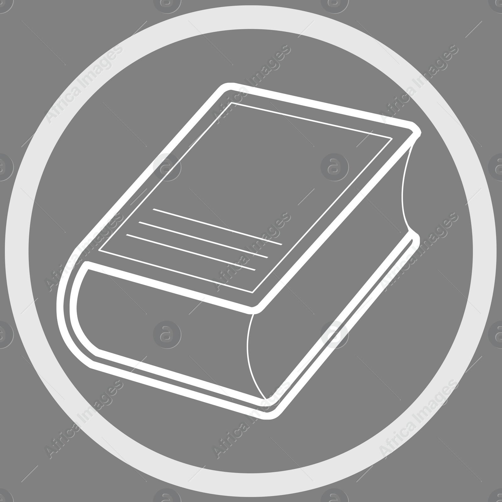 Image of Closed book in frame, illustration on grey background