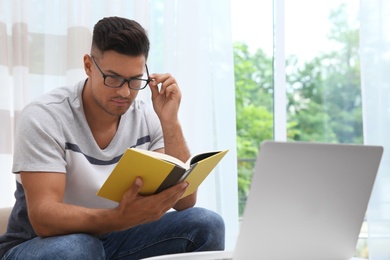 Photo of Teacher giving online lesson during quarantine. Studying at home