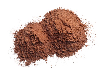 Cocoa powder on white background