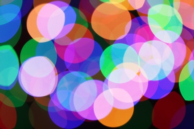 Photo of Beautiful colorful lights as background. Bokeh effect