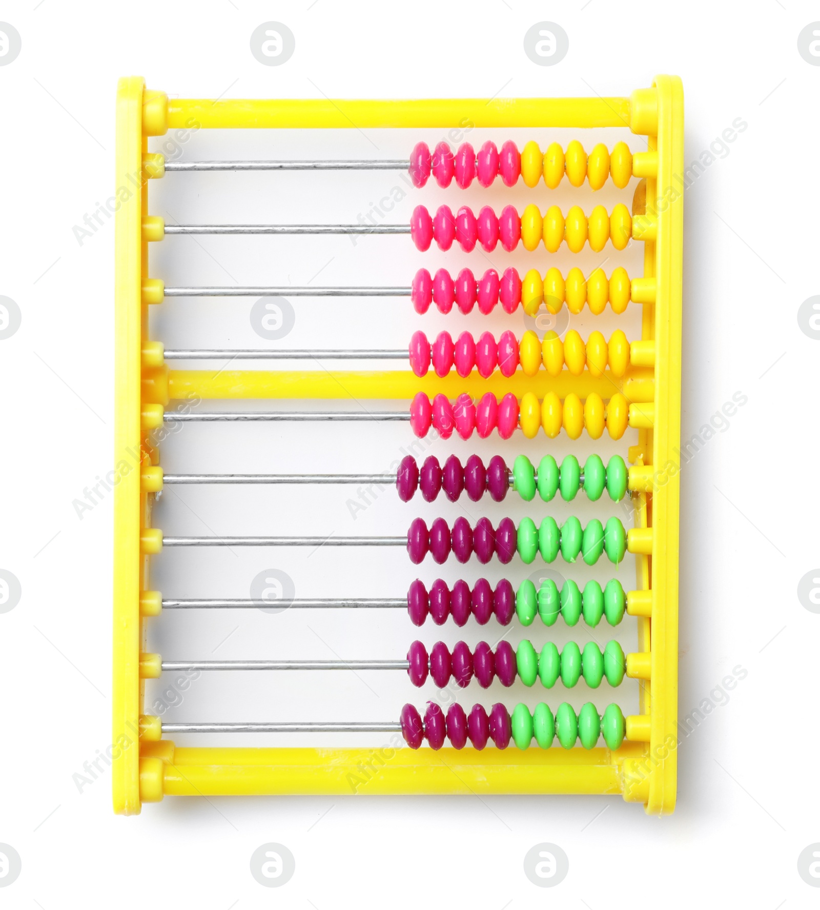 Photo of Colorful abacus on white background. School stationery