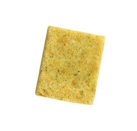 Photo of Bouillon cube on white background. Broth concentrate