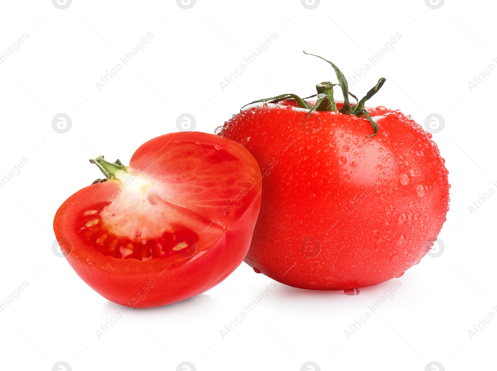 Image of Fresh ripe red tomatoes on white background