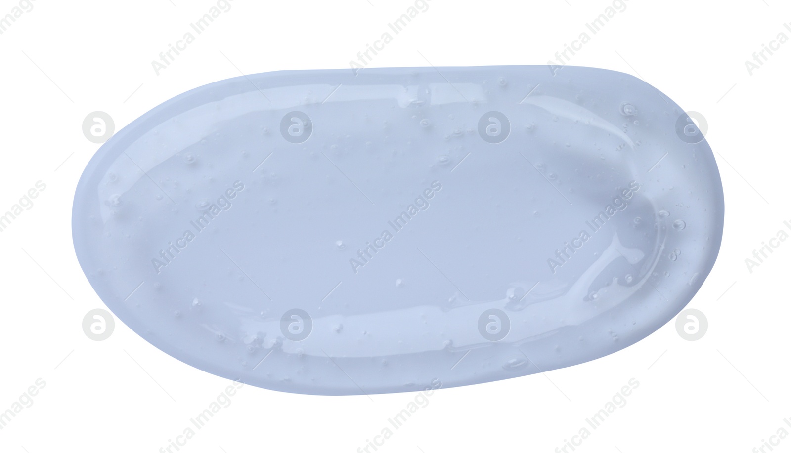 Photo of Sample of transparent cosmetic gel on white background, top view