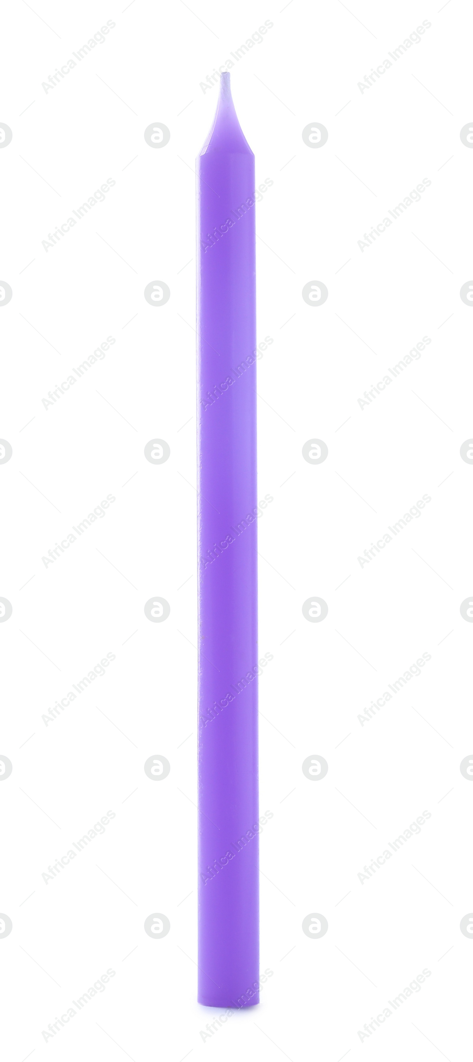 Photo of Thin purple birthday candle isolated on white