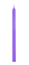 Thin purple birthday candle isolated on white