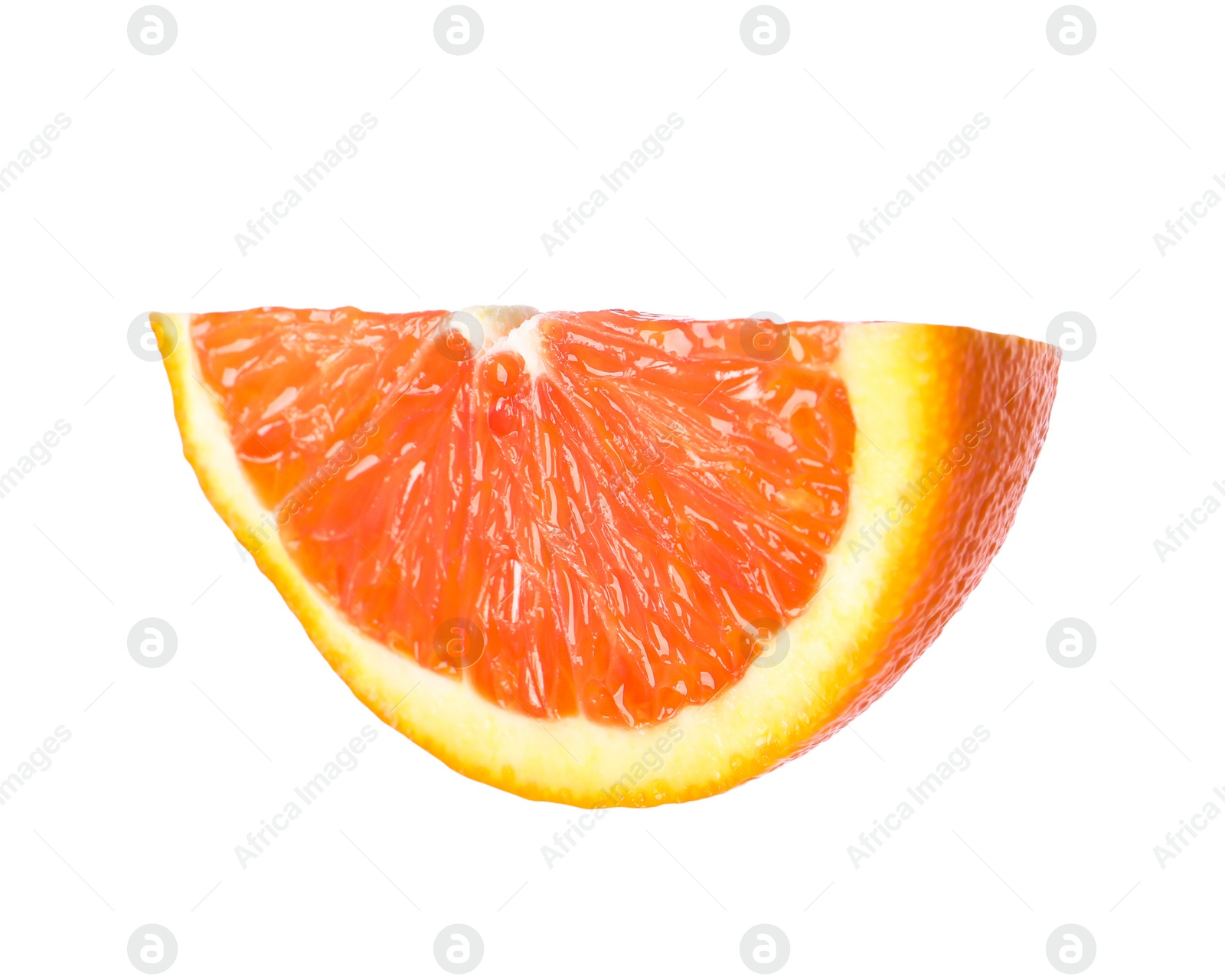 Photo of Citrus fruit. Slice of fresh ripe red orange isolated on white