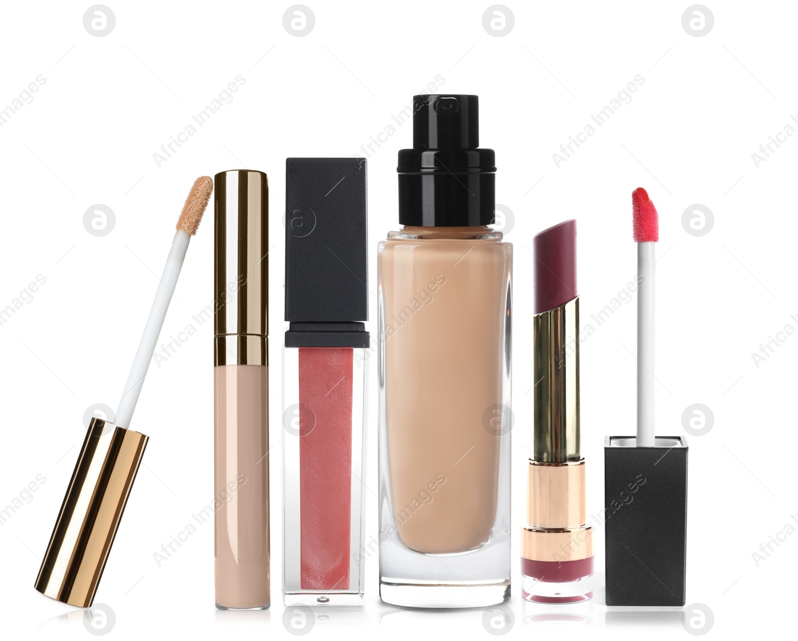 Image of Set with different decorative cosmetics on white background