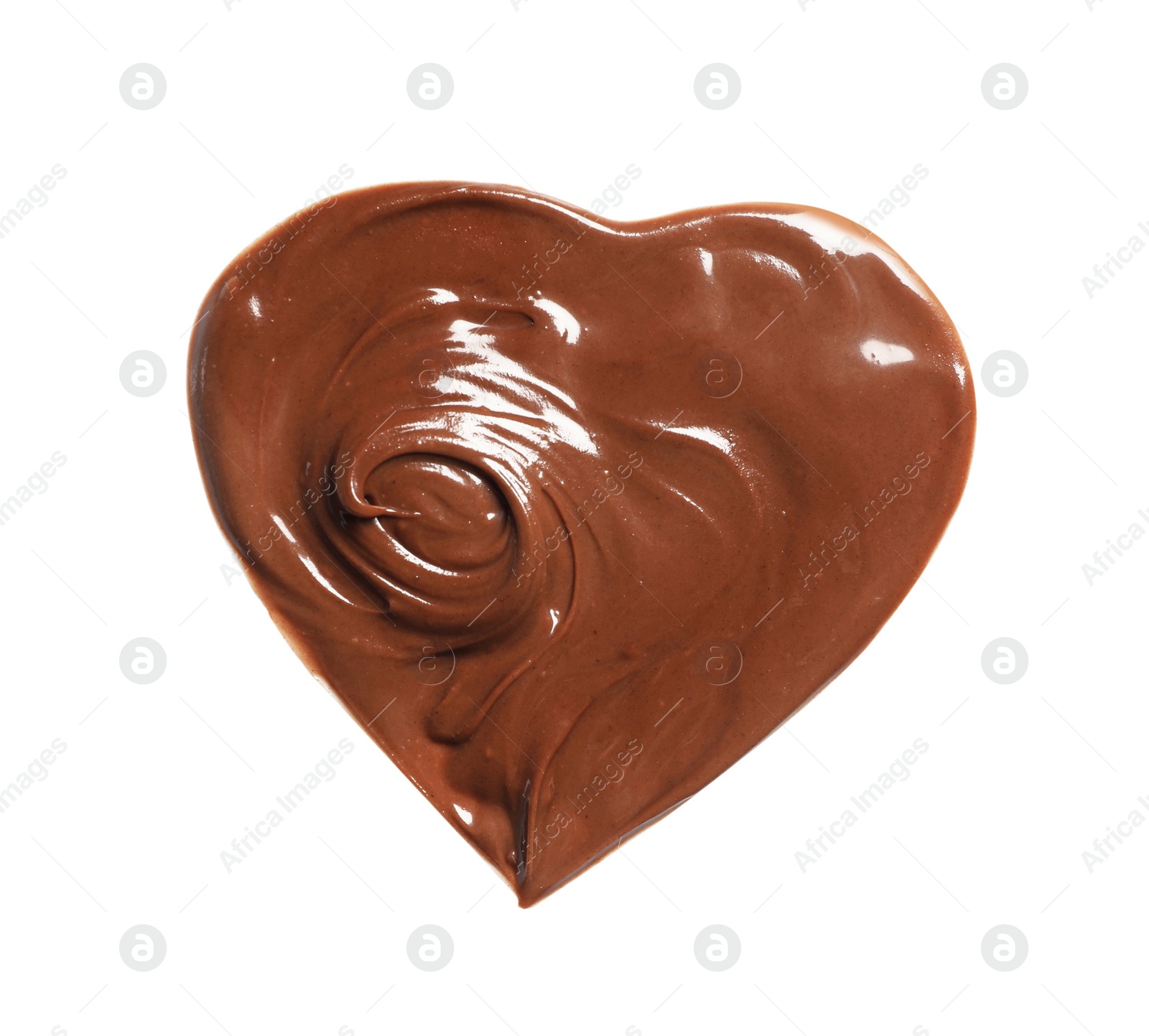 Photo of Heart made of milk chocolate on white background, top view