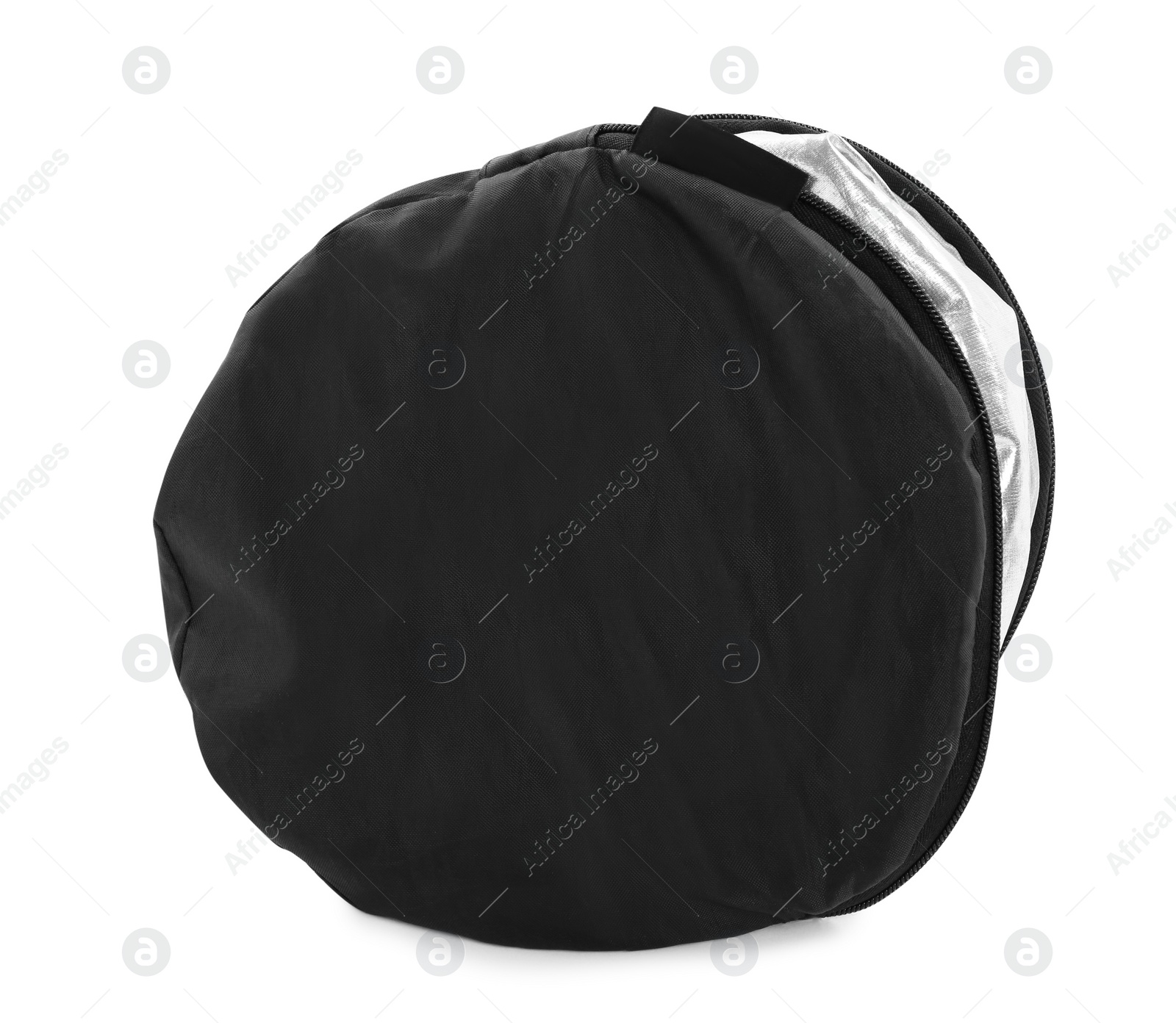 Photo of Bag with studio reflector isolated on white. Professional photographer's equipment