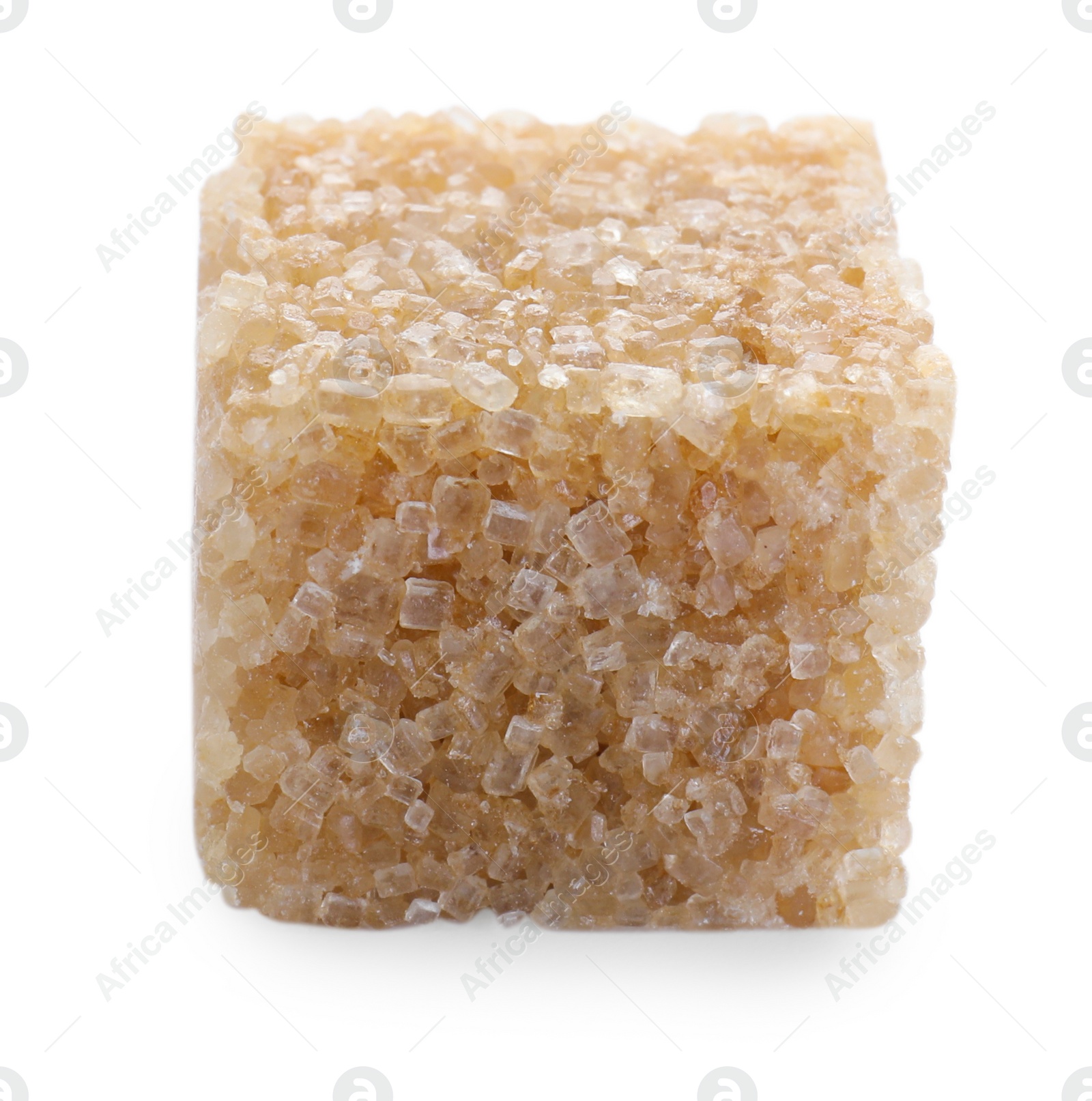 Photo of One brown sugar cube isolated on white