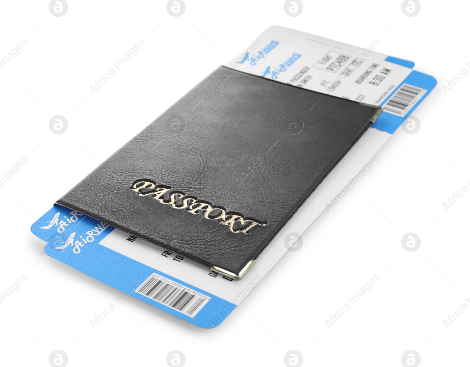 Photo of Passport and tickets isolated on white. Travel agency concept