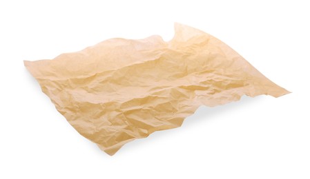 Photo of Sheet of crumpled baking paper isolated on white